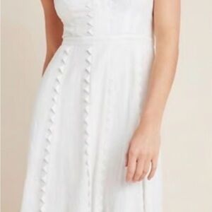 Anthropologie Brighton Fit & Flare Rickrack Midi Dress - NWT - White - Size 6